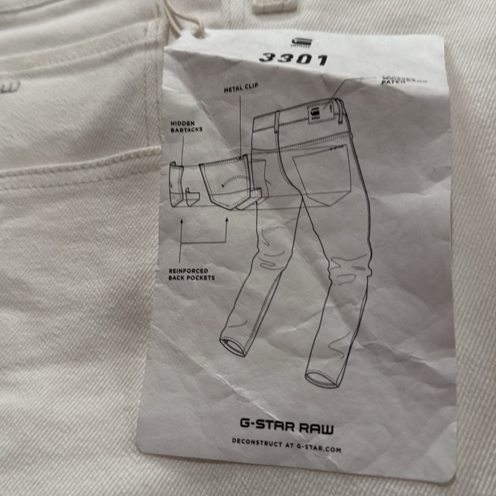 G-Star Men's White Jeans slim fit size (36/32) - Picture 2 of 10